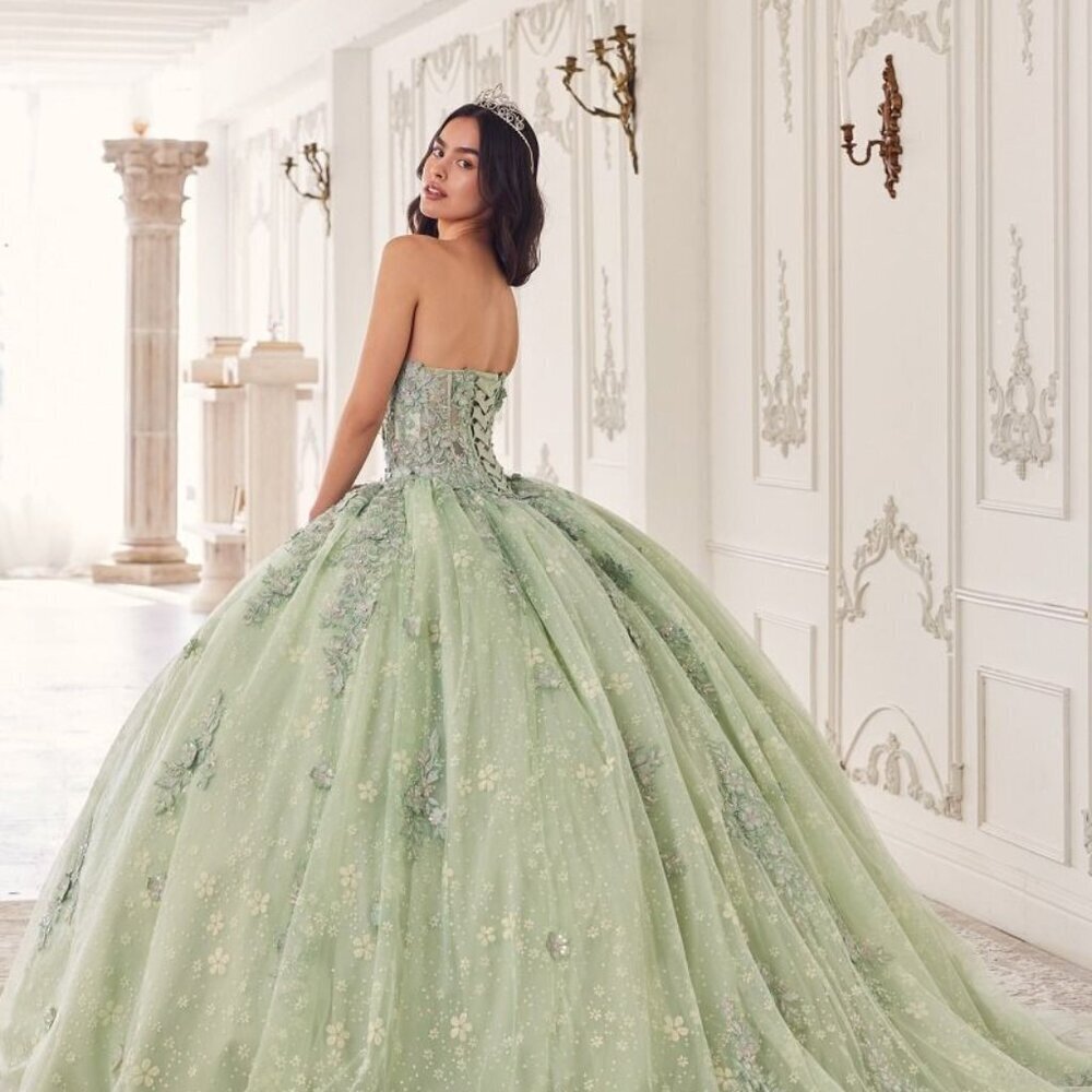 N/A NEW LONG QUINCEANERA MAXI TULLE BALL GOWN W/ REMOVABLE PUFF SLEEVES CD 15722 - Picture 10 of 12